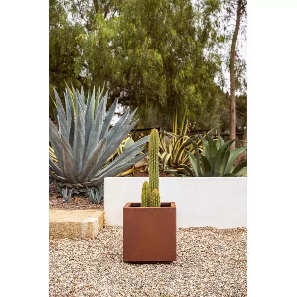imageVeradek Corten Steel Series Cube Planter  Square Metal Planter for Outdoor PatioGarden  Naturally Rusting Steel for AllWeather Use  Modern Rustic Dcor for Trees Flowers Tall TreesRust