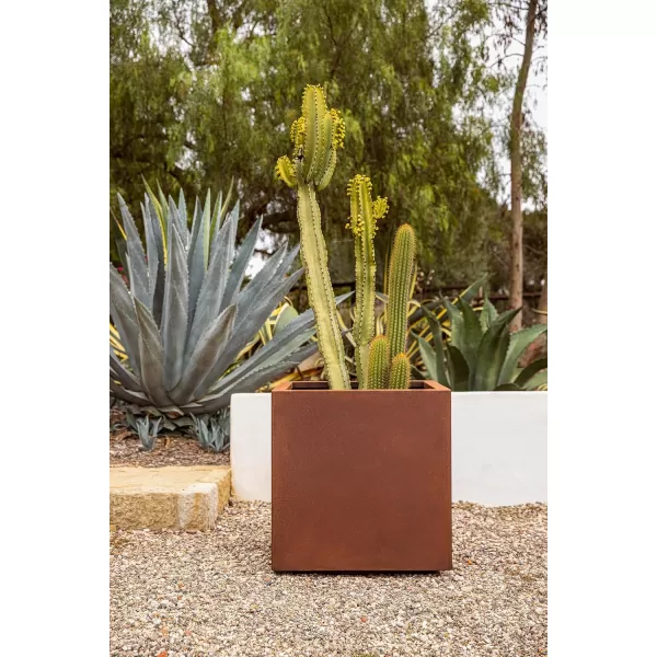 imageVeradek Corten Steel Series Cube Planter  Square Metal Planter for Outdoor PatioGarden  Naturally Rusting Steel for AllWeather Use  Modern Rustic Dcor for Trees Flowers Tall TreesRust