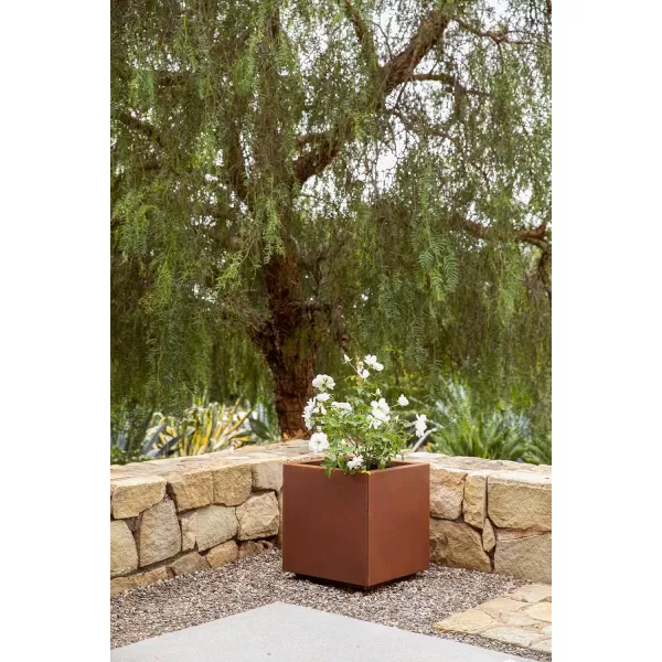 imageVeradek Corten Steel Series Cube Planter  Square Metal Planter for Outdoor PatioGarden  Naturally Rusting Steel for AllWeather Use  Modern Rustic Dcor for Trees Flowers Tall TreesRust