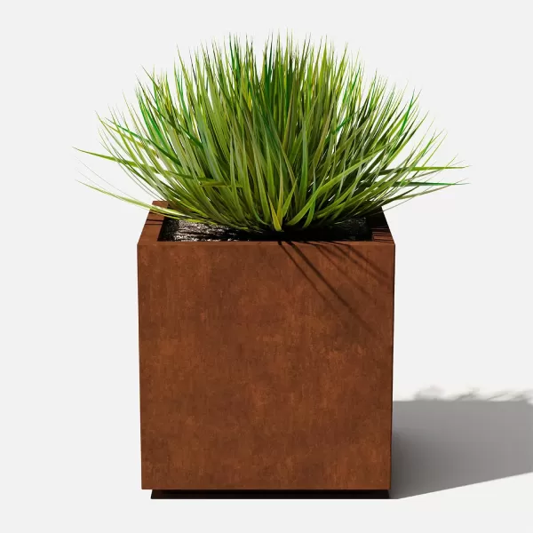 imageVeradek Corten Steel Series Cube Planter  Square Metal Planter for Outdoor PatioGarden  Naturally Rusting Steel for AllWeather Use  Modern Rustic Dcor for Trees Flowers Tall TreesRust