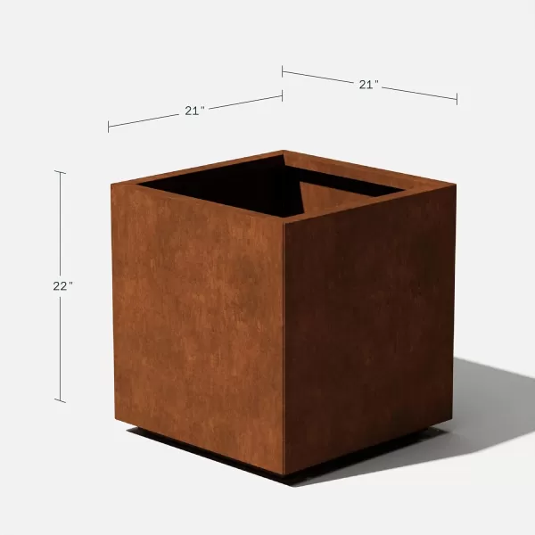 imageVeradek Corten Steel Series Cube Planter  Square Metal Planter for Outdoor PatioGarden  Naturally Rusting Steel for AllWeather Use  Modern Rustic Dcor for Trees Flowers Tall TreesRust