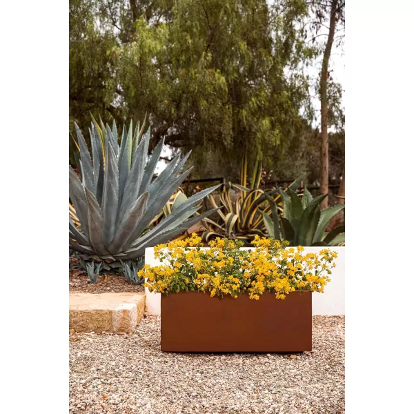 imageVeradek Corten Steel Series Long Box Planter  Large Rectangular Corten Steel Planter  Naturally Rusting Steel for AllWeather Use  Modern Rustic Dcor for Flowers Tall Plants ShrubsRust