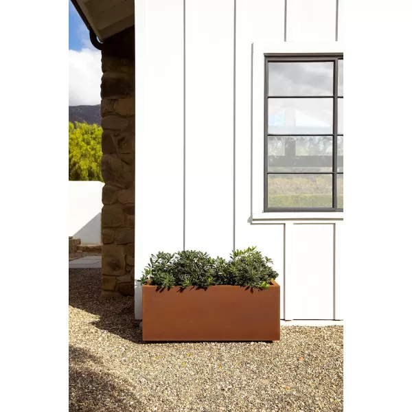 imageVeradek Corten Steel Series Long Box Planter  Large Rectangular Corten Steel Planter  Naturally Rusting Steel for AllWeather Use  Modern Rustic Dcor for Flowers Tall Plants ShrubsRust