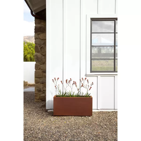 imageVeradek Corten Steel Series Long Box Planter  Large Rectangular Corten Steel Planter  Naturally Rusting Steel for AllWeather Use  Modern Rustic Dcor for Flowers Tall Plants ShrubsRust