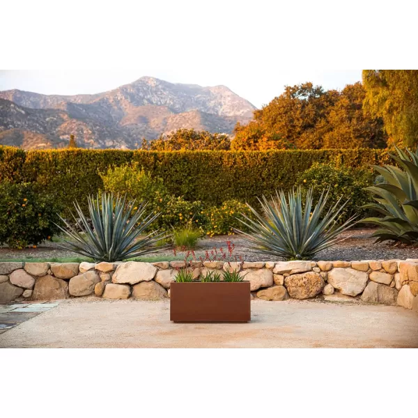 imageVeradek Corten Steel Series Long Box Planter  Large Rectangular Corten Steel Planter  Naturally Rusting Steel for AllWeather Use  Modern Rustic Dcor for Flowers Tall Plants ShrubsRust