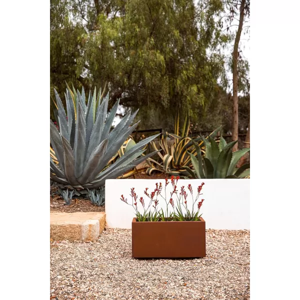 imageVeradek Corten Steel Series Long Box Planter  Large Rectangular Corten Steel Planter  Naturally Rusting Steel for AllWeather Use  Modern Rustic Dcor for Flowers Tall Plants ShrubsRust