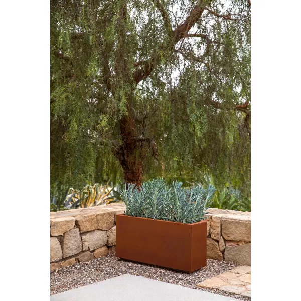 imageVeradek Corten Steel Series Long Box Planter  Large Rectangular Corten Steel Planter  Naturally Rusting Steel for AllWeather Use  Modern Rustic Dcor for Flowers Tall Plants ShrubsRust