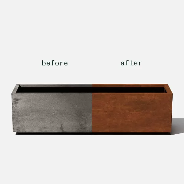 imageVeradek Corten Steel Series Long Box Planter  Large Rectangular Corten Steel Planter  Naturally Rusting Steel for AllWeather Use  Modern Rustic Dcor for Flowers Tall Plants ShrubsRust