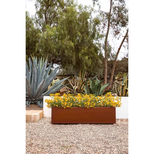 imageVeradek Corten Steel Series Long Box Planter  Large Rectangular Corten Steel Planter  Naturally Rusting Steel for AllWeather Use  Modern Rustic Dcor for Flowers Tall Plants ShrubsRust