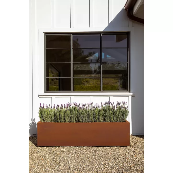 imageVeradek Corten Steel Series Long Box Planter  Large Rectangular Corten Steel Planter  Naturally Rusting Steel for AllWeather Use  Modern Rustic Dcor for Flowers Tall Plants ShrubsRust