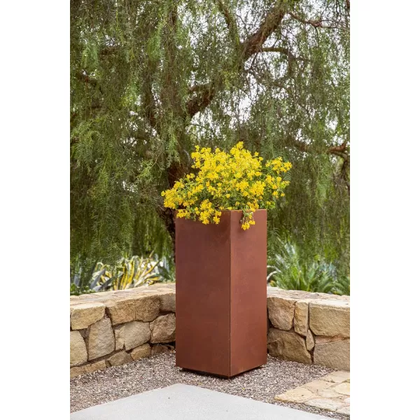 imageVeradek Corten Steel Series Pedestal Planter  Tall Corten Steel Planter for Outdoor PorchPatio  Naturally Rusting Steel for AllWeather Use  Modern Rustic Dcor for Tall Plants Trees FlowersRust