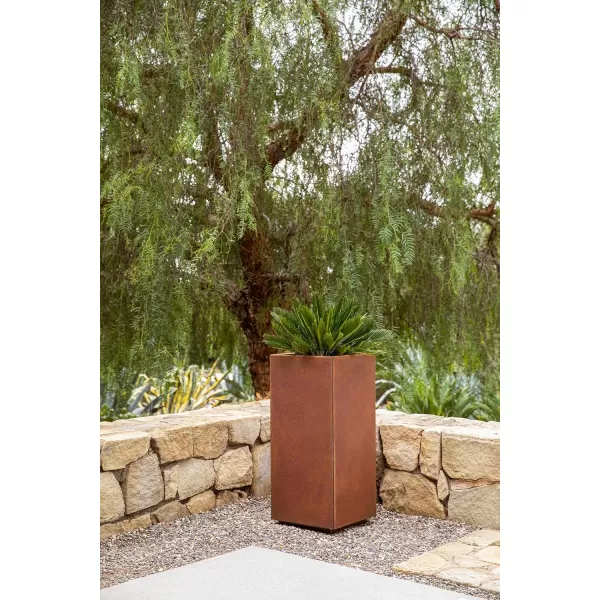 imageVeradek Corten Steel Series Pedestal Planter  Tall Corten Steel Planter for Outdoor PorchPatio  Naturally Rusting Steel for AllWeather Use  Modern Rustic Dcor for Tall Plants Trees FlowersRust