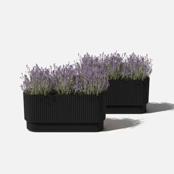 imageVeradek Demi Series Long Planter for Porch Patio Backyard  Durable PlasticConcrete Material  Modern Dcor for Shrubs FlowersBlack