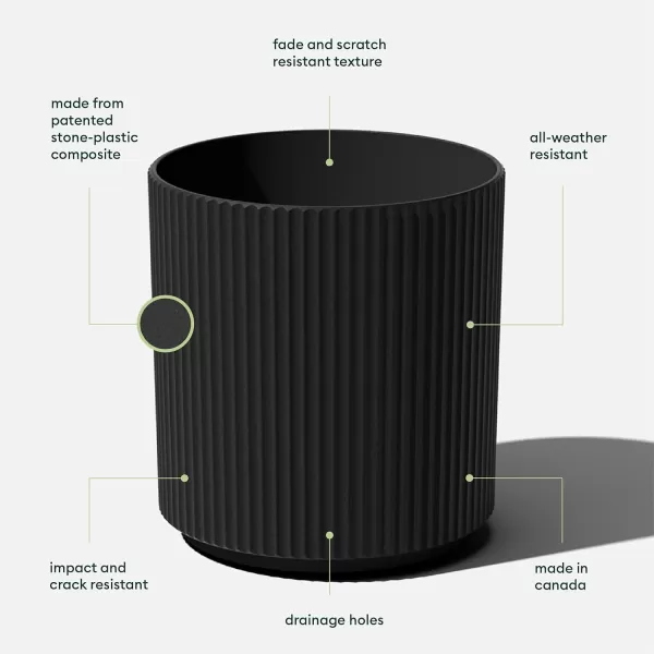 imageVeradek Demi Series Round Planter for Porch Patio Backyard  Durable PlasticConcrete Material  Modern Dcor for Tall Plants FlowersBlack