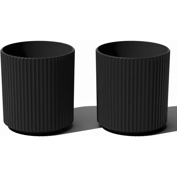 imageVeradek Demi Series Round Planter for Porch Patio Backyard  Durable PlasticConcrete Material  Modern Dcor for Tall Plants FlowersBlack