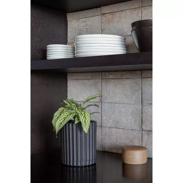 imageVeradek Demi Series Round Planter for Porch Patio Backyard  Durable PlasticConcrete Material  Modern Dcor for Tall Plants FlowersBlack