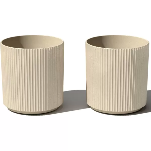 imageVeradek Demi Series Round Planter for Porch Patio Backyard  Durable PlasticConcrete Material  Modern Dcor for Tall Plants FlowersSand