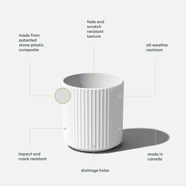 imageVeradek Demi Series Round Planter for Porch Patio Backyard  Durable PlasticConcrete Material  Modern Dcor for Tall Plants FlowersWhite