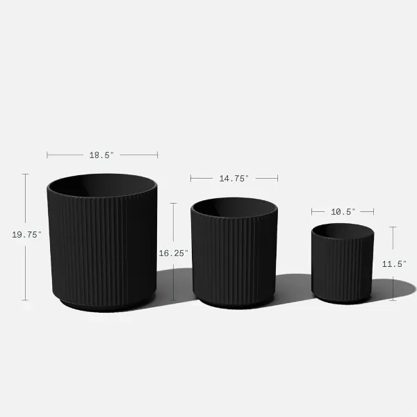 imageVeradek Demi Series Set of 3 Round Planters for Porch Patio Backyard  Durable PlasticConcrete Material  Modern Dcor for Tall Plants FlowersBlack