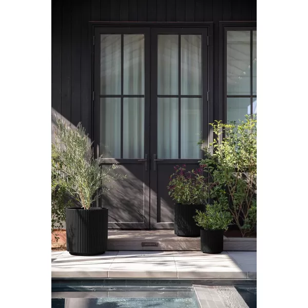 imageVeradek Demi Series Set of 3 Round Planters for Porch Patio Backyard  Durable PlasticConcrete Material  Modern Dcor for Tall Plants FlowersBlack