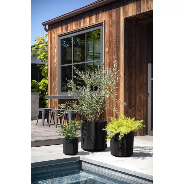 imageVeradek Demi Series Set of 3 Round Planters for Porch Patio Backyard  Durable PlasticConcrete Material  Modern Dcor for Tall Plants FlowersBlack