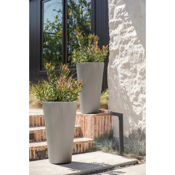 imageVeradek Demi Series Tall Planter for Porch Patio Backyard  Durable PlasticConcrete Material  Modern Dcor for Tall Plants GrassesGray