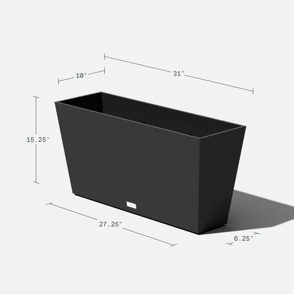 imageVeradek Pure Series Midori Trough Planter  Large Rectangular Planter for Indoor or Outdoor DeckPorch  Durable AllWeather Use with Drainage Holes  Modern Decor for Shrubs Flowers Small PlantsBlack