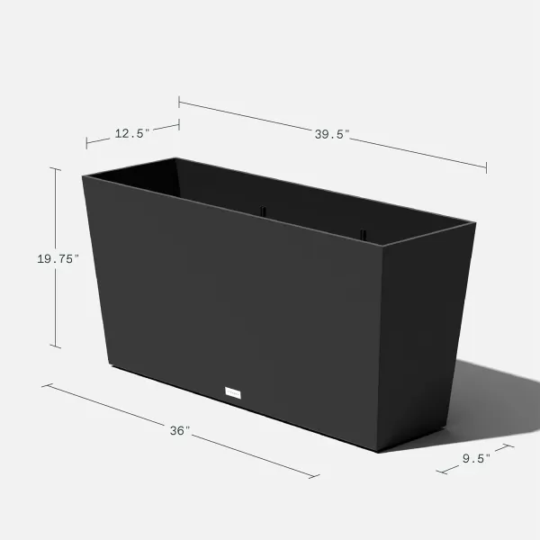 imageVeradek Pure Series Midori Trough Planter  Large Rectangular Planter for Indoor or Outdoor DeckPorch  Durable AllWeather Use with Drainage Holes  Modern Decor for Shrubs Flowers Small PlantsBlack