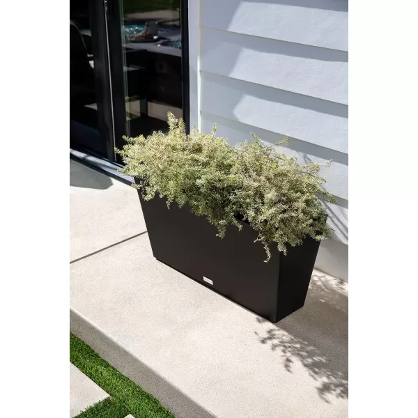 imageVeradek Pure Series Midori Trough Planter  Large Rectangular Planter for Indoor or Outdoor DeckPorch  Durable AllWeather Use with Drainage Holes  Modern Decor for Shrubs Flowers Small PlantsBlack