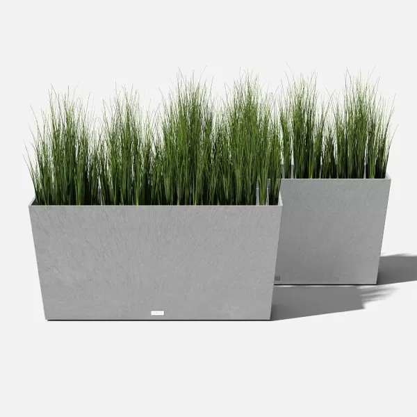 imageVeradek Pure Series Midori Trough Planter  Large Rectangular Planter for Indoor or Outdoor DeckPorch  Durable AllWeather Use with Drainage Holes  Modern Decor for Shrubs Flowers Small PlantsGray