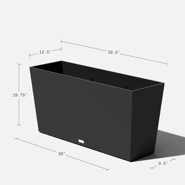 imageVeradek Pure Series Midori Trough Planter  Large Rectangular Planter for Indoor or Outdoor DeckPorch  Durable AllWeather Use with Drainage Holes  Modern Decor for Shrubs Flowers Small PlantsBlack