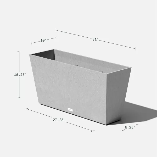 imageVeradek Pure Series Midori Trough Planter  Large Rectangular Planter for Indoor or Outdoor DeckPorch  Durable AllWeather Use with Drainage Holes  Modern Decor for Shrubs Flowers Small PlantsGray