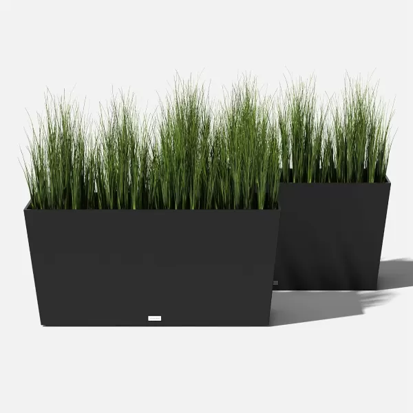 imageVeradek Pure Series Midori Trough Planter  Large Rectangular Planter for Indoor or Outdoor DeckPorch  Durable AllWeather Use with Drainage Holes  Modern Decor for Shrubs Flowers Small PlantsBlack