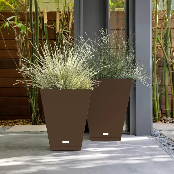 imageVeradek Pure Series Nobleton Plastic Planter  Large Pots for Indoor or Outdoor PorchPatio  Durable AllWeather Use with Drainage Holes  Modern Planter Dcor for Flowers Shrubs TreesEspresso