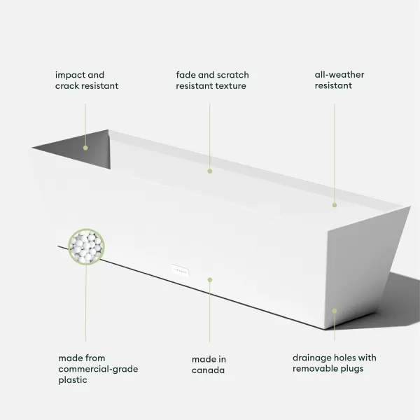 imageVeradek Pure Series Window Box Planter  Long Rectangular Planter for Indoor or Outdoor WindowsillBalcony  Durable AllWeather Use with Drainage Holes  Modern Decor for Herbs Small Plants FlowersWhite