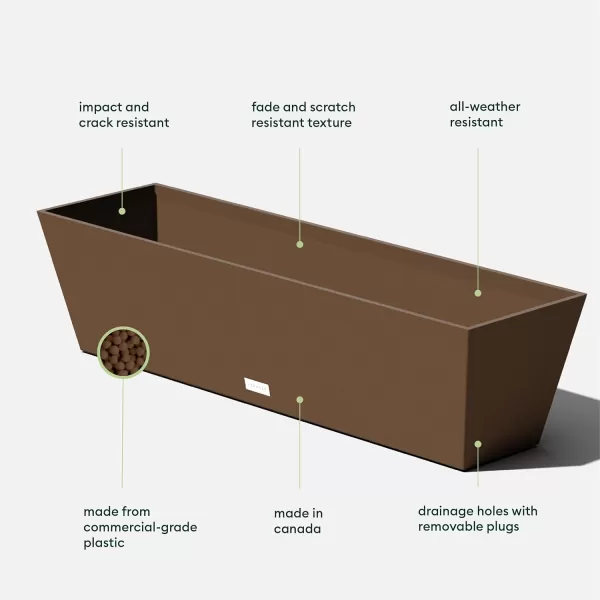 imageVeradek Pure Series Window Box Planter  Long Rectangular Planter for Indoor or Outdoor WindowsillBalcony  Durable AllWeather Use with Drainage Holes  Modern Decor for Herbs Small Plants FlowersEspresso