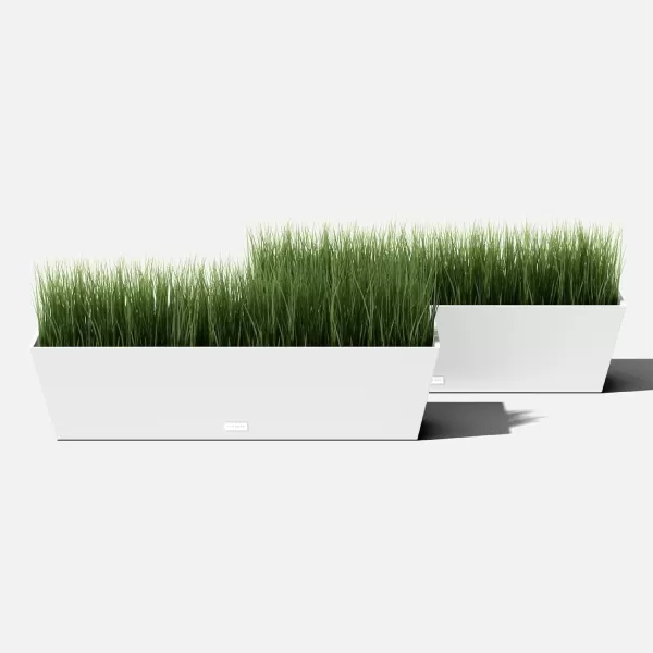 imageVeradek Pure Series Window Box Planter  Long Rectangular Planter for Indoor or Outdoor WindowsillBalcony  Durable AllWeather Use with Drainage Holes  Modern Decor for Herbs Small Plants FlowersWhite