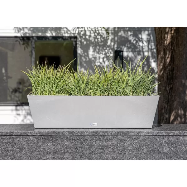 imageVeradek Pure Series Window Box Planter  Long Rectangular Planter for Indoor or Outdoor WindowsillBalcony  Durable AllWeather Use with Drainage Holes  Modern Decor for Herbs Small Plants FlowersGray