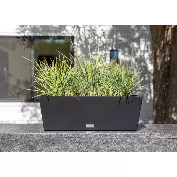 imageVeradek Pure Series Window Box Planter  Long Rectangular Planter for Indoor or Outdoor WindowsillBalcony  Durable AllWeather Use with Drainage Holes  Modern Decor for Herbs Small Plants FlowersBlack