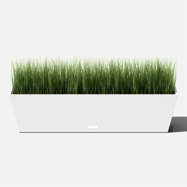 imageVeradek Pure Series Window Box Planter  Long Rectangular Planter for Indoor or Outdoor WindowsillBalcony  Durable AllWeather Use with Drainage Holes  Modern Decor for Herbs Small Plants FlowersWhite