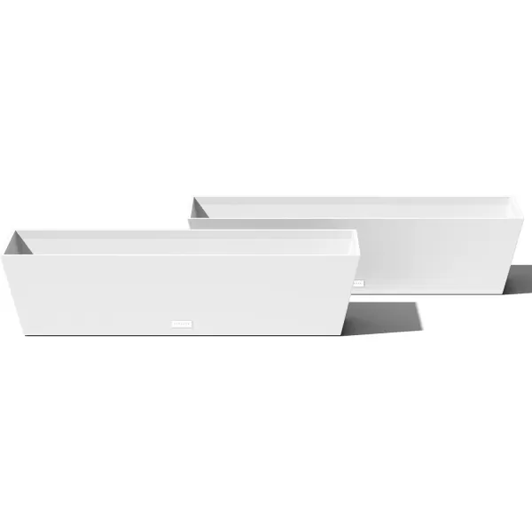 imageVeradek Pure Series Window Box Planter  Long Rectangular Planter for Indoor or Outdoor WindowsillBalcony  Durable AllWeather Use with Drainage Holes  Modern Decor for Herbs Small Plants FlowersWhite