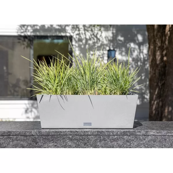 imageVeradek Pure Series Window Box Planter  Long Rectangular Planter for Indoor or Outdoor WindowsillBalcony  Durable AllWeather Use with Drainage Holes  Modern Decor for Herbs Small Plants FlowersGray