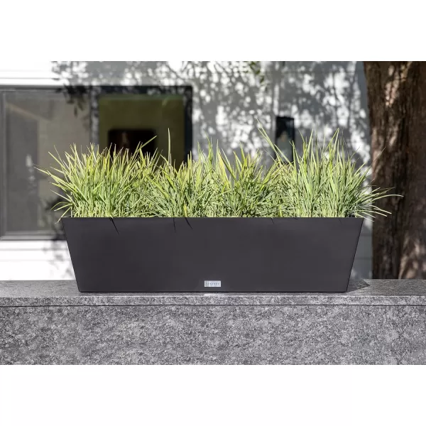 imageVeradek Pure Series Window Box Planter  Long Rectangular Planter for Indoor or Outdoor WindowsillBalcony  Durable AllWeather Use with Drainage Holes  Modern Decor for Herbs Small Plants FlowersBlack