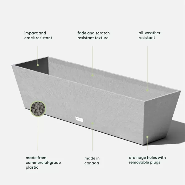 imageVeradek Pure Series Window Box Planter  Long Rectangular Planter for Indoor or Outdoor WindowsillBalcony  Durable AllWeather Use with Drainage Holes  Modern Decor for Herbs Small Plants FlowersGray