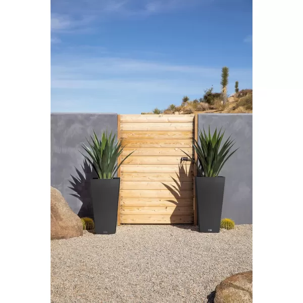 imageVeradek VResin IndoorOutdoor Taper Planter 2Pack 26 inch BlackBlack