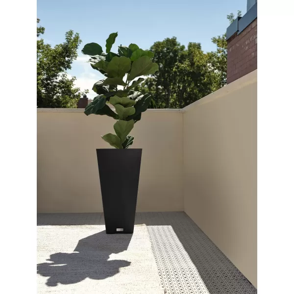 imageVeradek VResin IndoorOutdoor Taper Planter 2Pack 26 inch BlackBlack