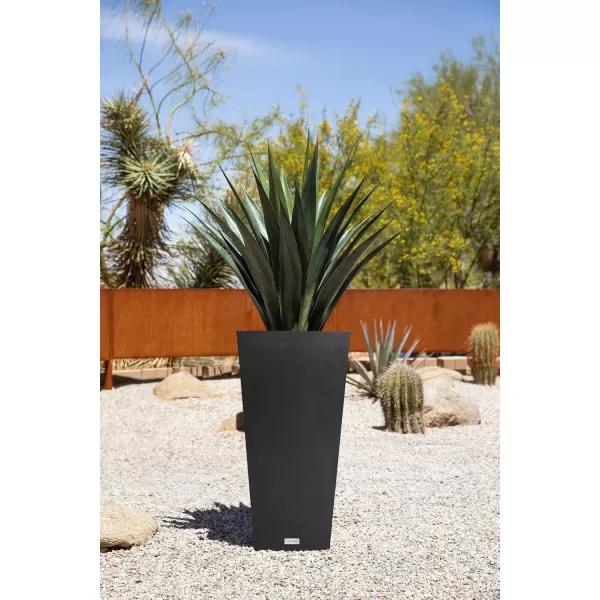 imageVeradek VResin IndoorOutdoor Taper Planter 2Pack 26 inch BlackBlack