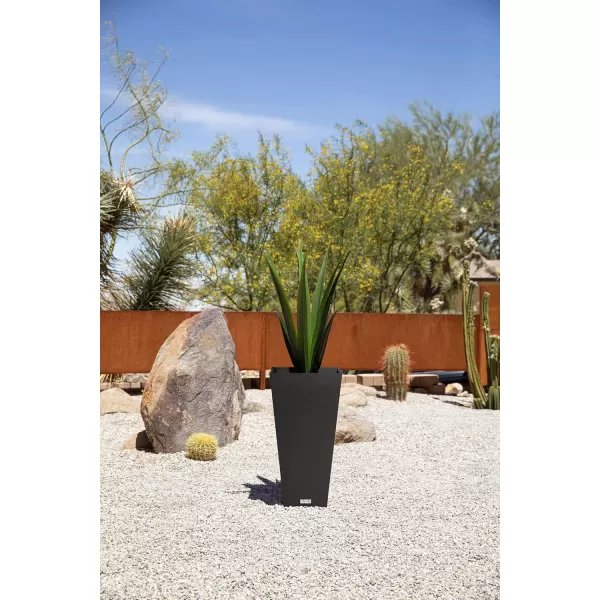 imageVeradek VResin IndoorOutdoor Taper Planter 2Pack 26 inch BlackBlack