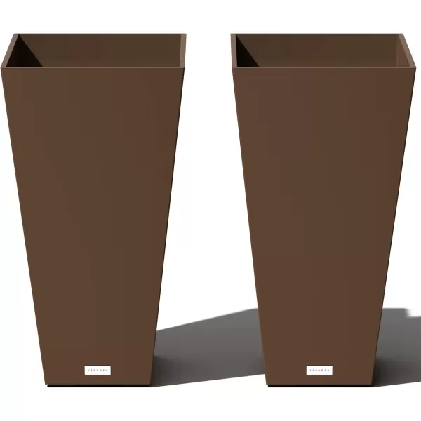 imageVeradek VResin IndoorOutdoor Taper Planter 2Pack 26 inch BlackEspresso