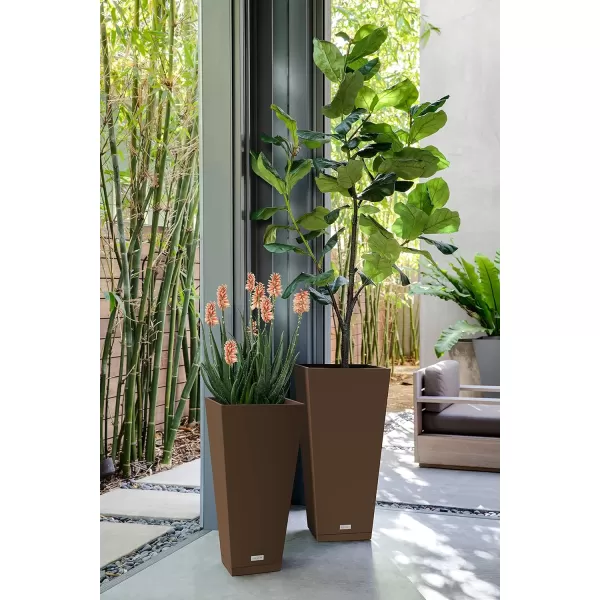 imageVeradek VResin IndoorOutdoor Taper Planter 2Pack 26 inch BlackEspresso